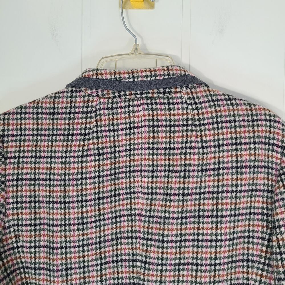 Talbots Beige Houndstooth Owl Print Lined Classic Preppy Blazer Wool 12P - Picture 10 of 14